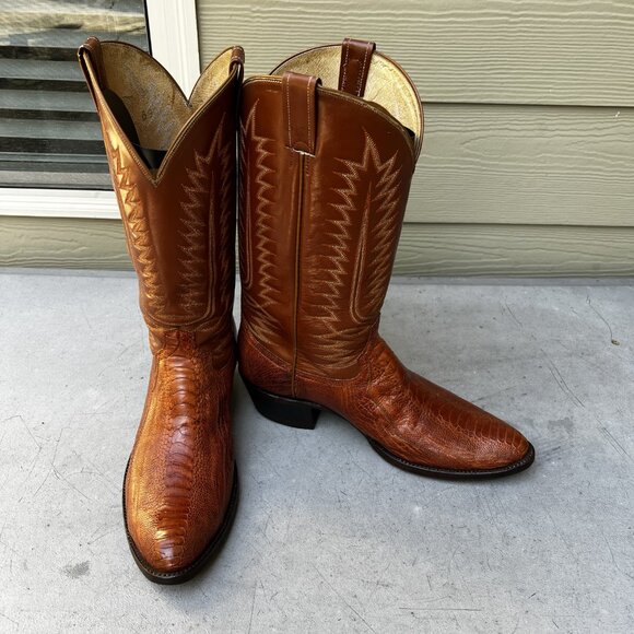Honey Color Ostrich Leg Cowboy Boots in Men's Size 11D *READ* - Picture 9 of 12